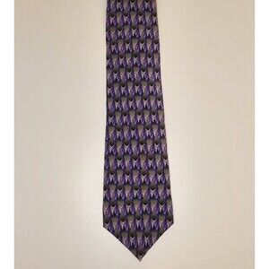 Miracle Expressions Stonehenge AZT Silk Tie Purple Gray Blue Geometric Print